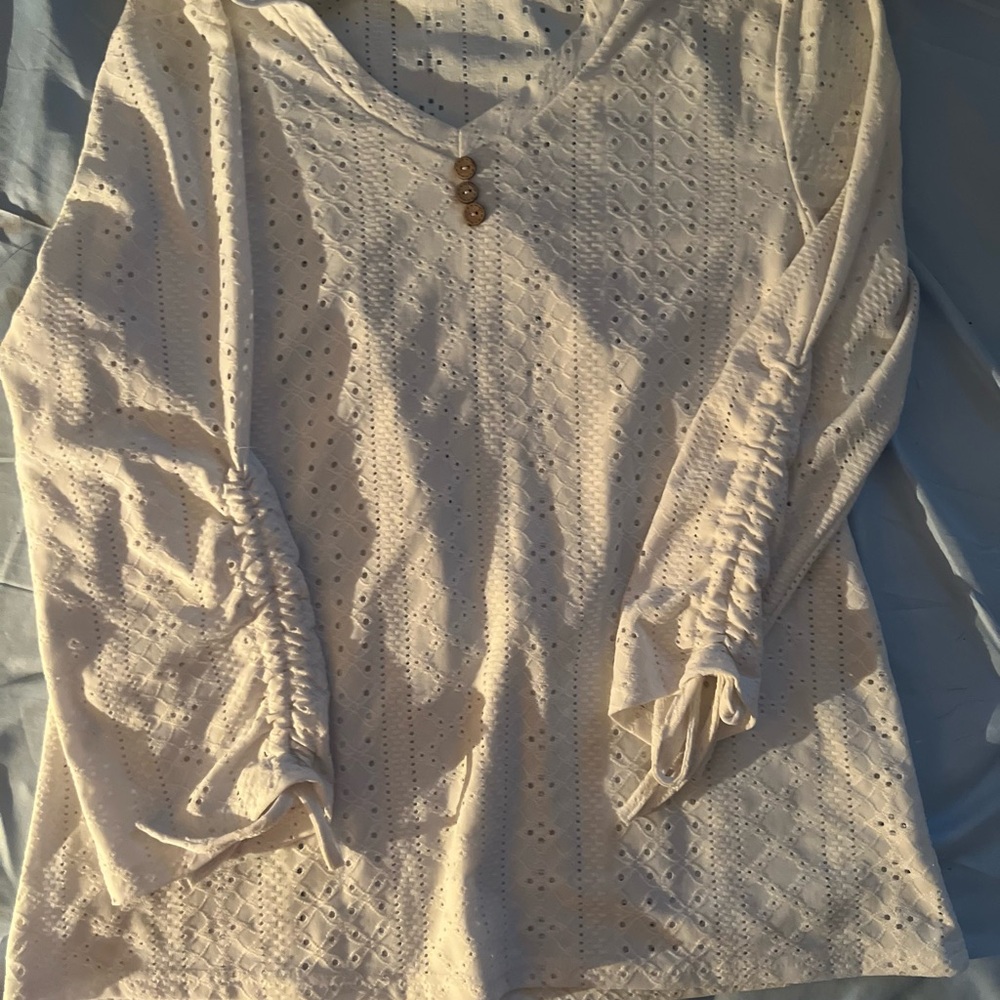 Elegant Ivory Women's Top with Button Detail